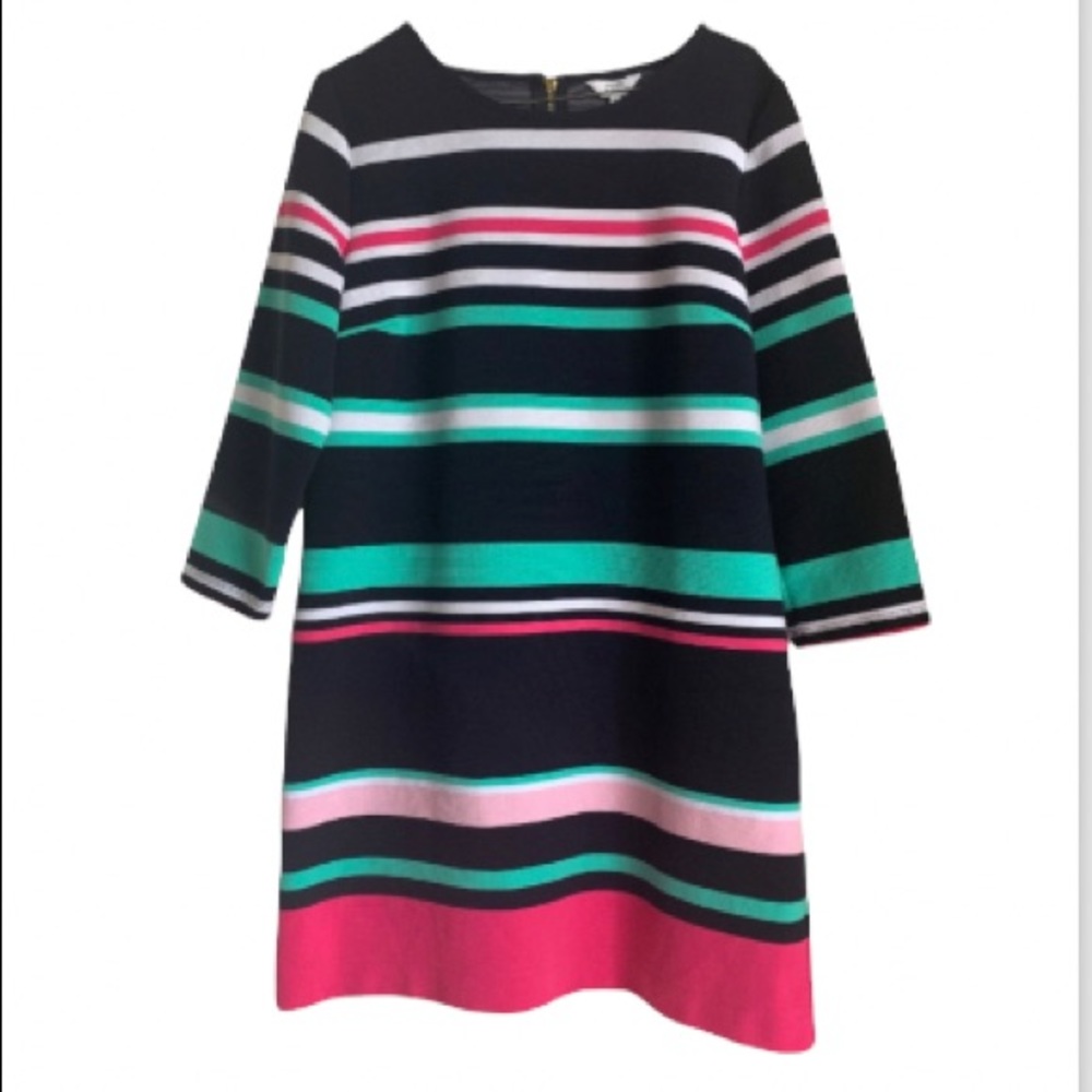Crown & Ivy Multi-colored Stripe 3/4 Sleeveless Dress Sz M